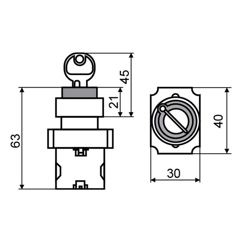 Кнопка поворотна з ключем АСКО XB2-BG41 2-х позиційна ( A0140010011 ) Кнопка поворотна з ключем АСКО XB2-BG41 2-х позиційна ( A0140010011 )