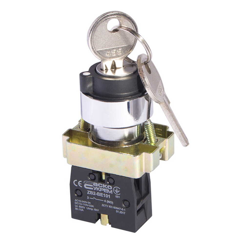 Кнопка поворотна з ключем АСКО XB2-BG41 2-х позиційна ( A0140010011 ) Кнопка поворотна з ключем АСКО XB2-BG41 2-х позиційна ( A0140010011 )