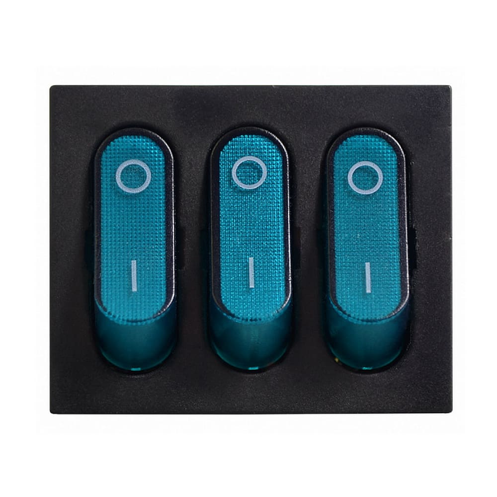 Перемикач Аско 3 клав. синій с подсветкой KCD2-3101N C3-BL/B ( A0140040122 )