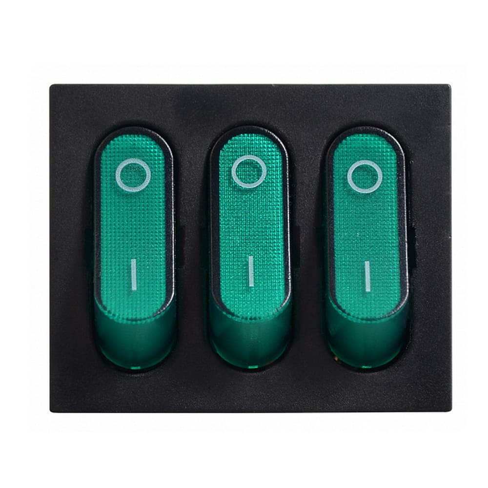 Перемикач Аско 3 клав. зелений с подсветкой KCD2-3101N GR/B ( A0140040121 ) Перемикач Аско 3 клав. зелений с подсветкой KCD2-3101N GR/B ( A0140040121 )