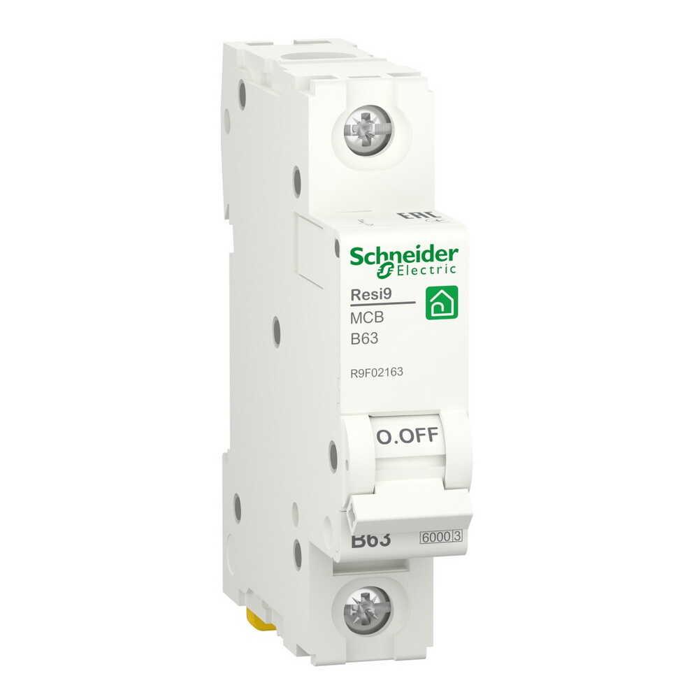 Автоматический выключатель Schneider 6кА B 1p 63А Resi9 ( R9F02163 ) Автоматический выключатель Schneider 6кА B 1p 63А Resi9 ( R9F02163 )