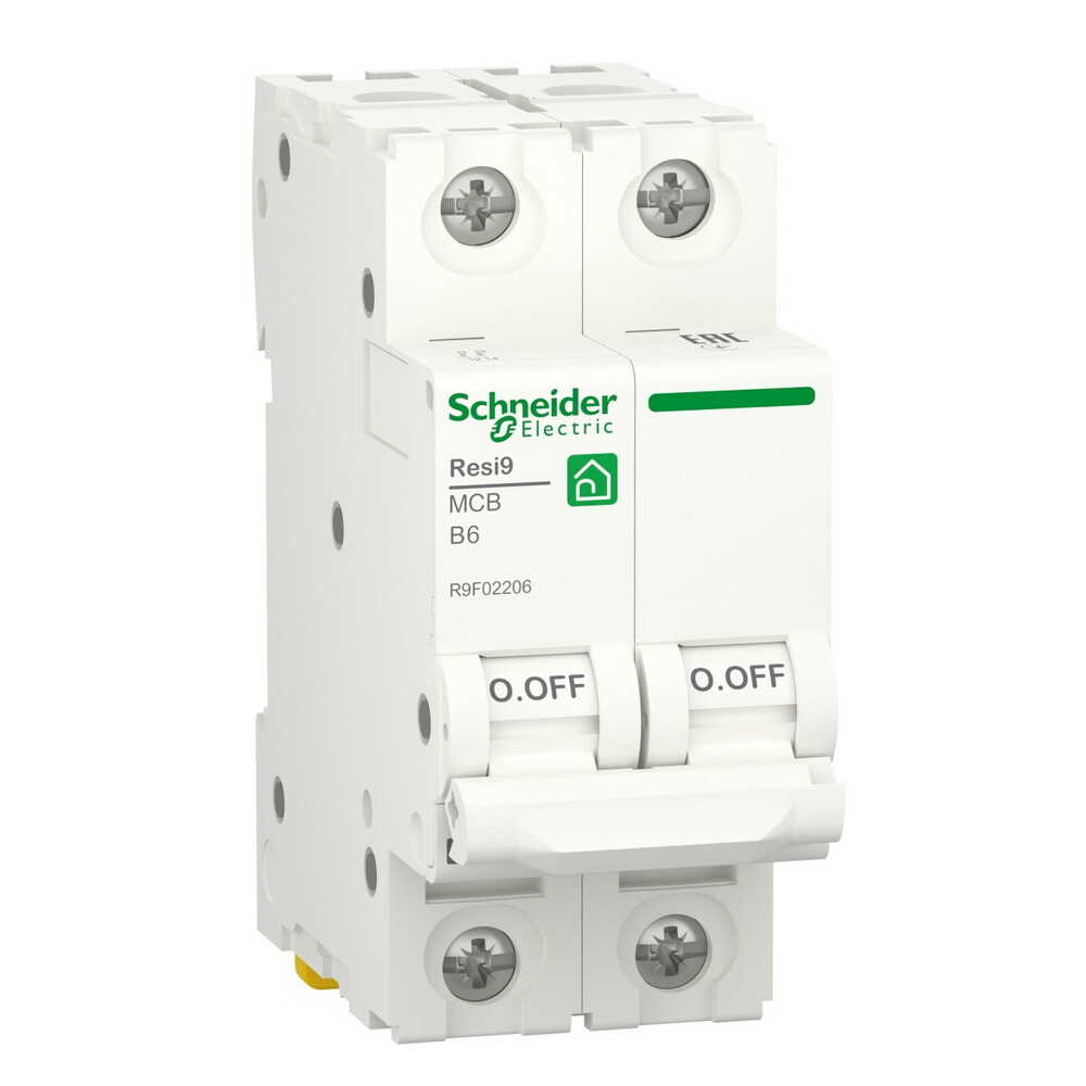 Автоматический выключатель Schneider 6кА B 2p 06А Resi9 ( R9F02206 )