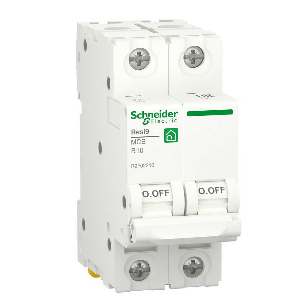 Автоматический выключатель Schneider 6кА B 2p 10А Resi9 ( R9F02210 )