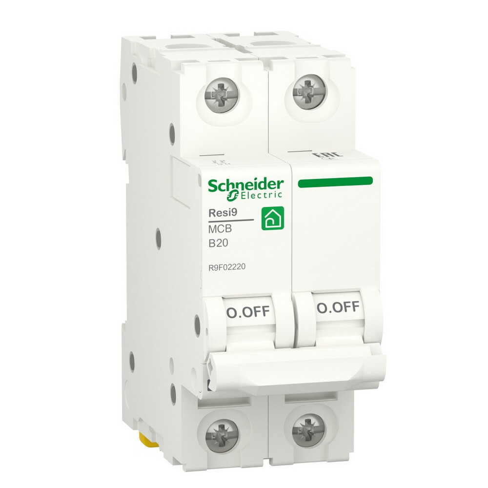 Автоматический выключатель Schneider 6кА B 2p 20А Resi9 ( R9F12220 )