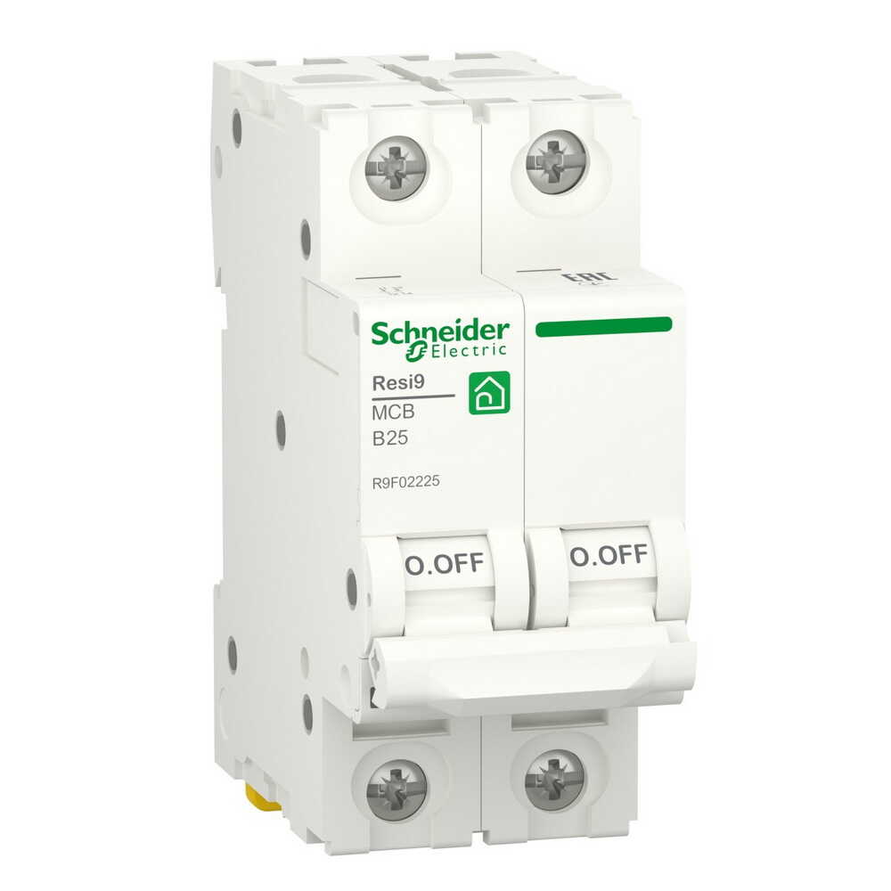 Автоматический выключатель Schneider 6кА B 2p 25А Resi9 ( R9F02225 )
