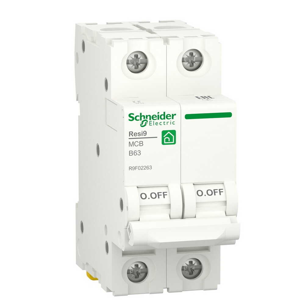 Автоматичний вимикач Schneider 6кА B 2p 63А Resi9 ( R9F02263 )