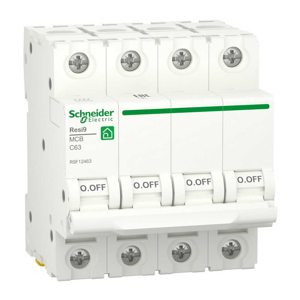 Автоматический выключатель Schneider 6кА C 4p 63А Resi9 ( R9F12463 ) Автоматический выключатель Schneider 6кА C 4p 63А Resi9 ( R9F12463 )