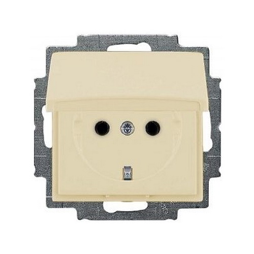 Розетка ABB basic55 cлонова кість 1-на з заземленням з кришкою ( 2CKA002018A0351 )