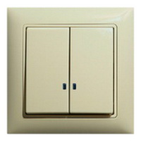 Вимикач ABB basic55 cлонова кість 2кл з підсвіткою ( 2CKA001012A2157 )