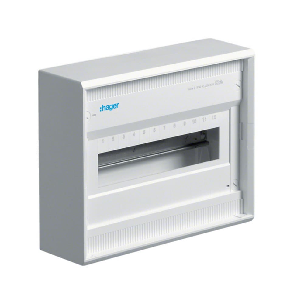 Бокс пластиковый Hager Volta на 12 модулей накладной без дверцы с клеммами ( VA12CN ) Бокс пластиковый Hager Volta на 12 модулей накладной без дверцы с клеммами ( VA12CN )