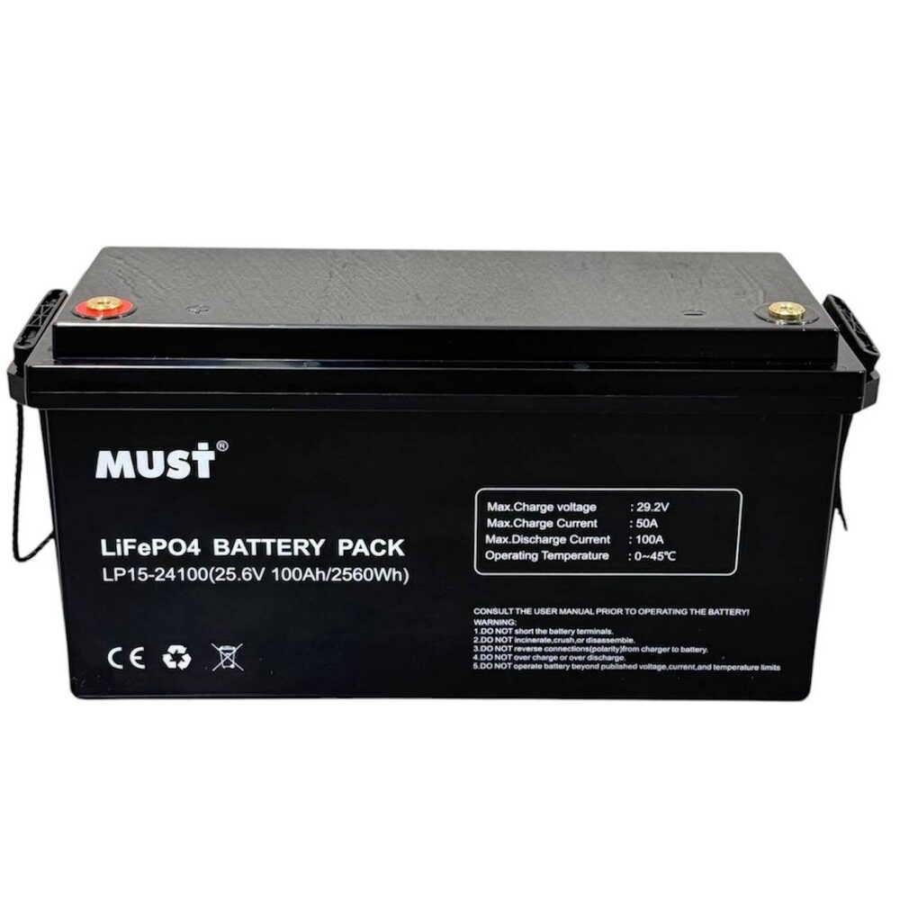 Акумулятор LiFePO4 25.6V 100Ah (BMS 60/100А - 2560Wh) MUST ( LP15-24100 )