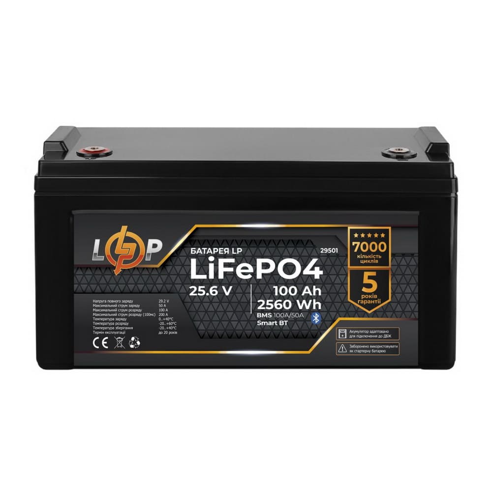 Аккумулятор LiFePO4 25,6V - 100Ah (BMS 100/50A) (2560Wh) LOGICPOWER ( 29501 ) Аккумулятор LiFePO4 25,6V - 100Ah (BMS 100/50A) (2560Wh) LOGICPOWER ( 29501 )