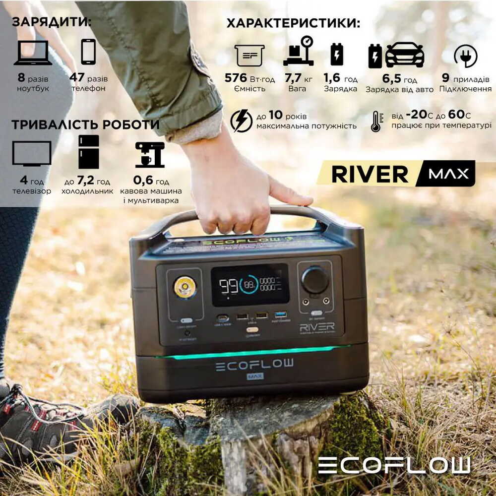 Зарядна станція EcoFlow RIVER Max 576 Вт*год ( EFRIVER600MAX-EU )