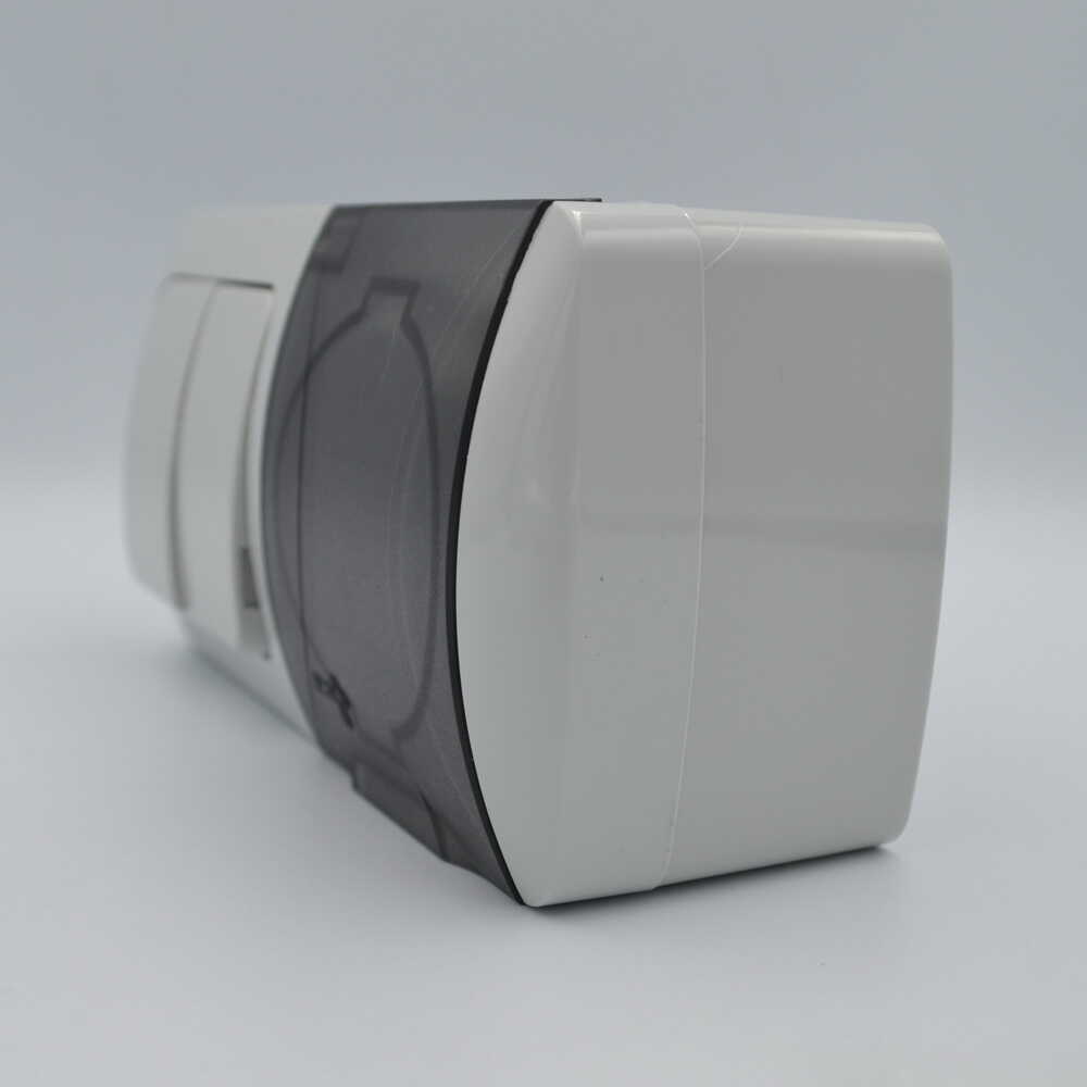 Вимикач EVA сірий 2кл + Розетка з заземленням з кришкою IP54 ( 554-011500-922 )