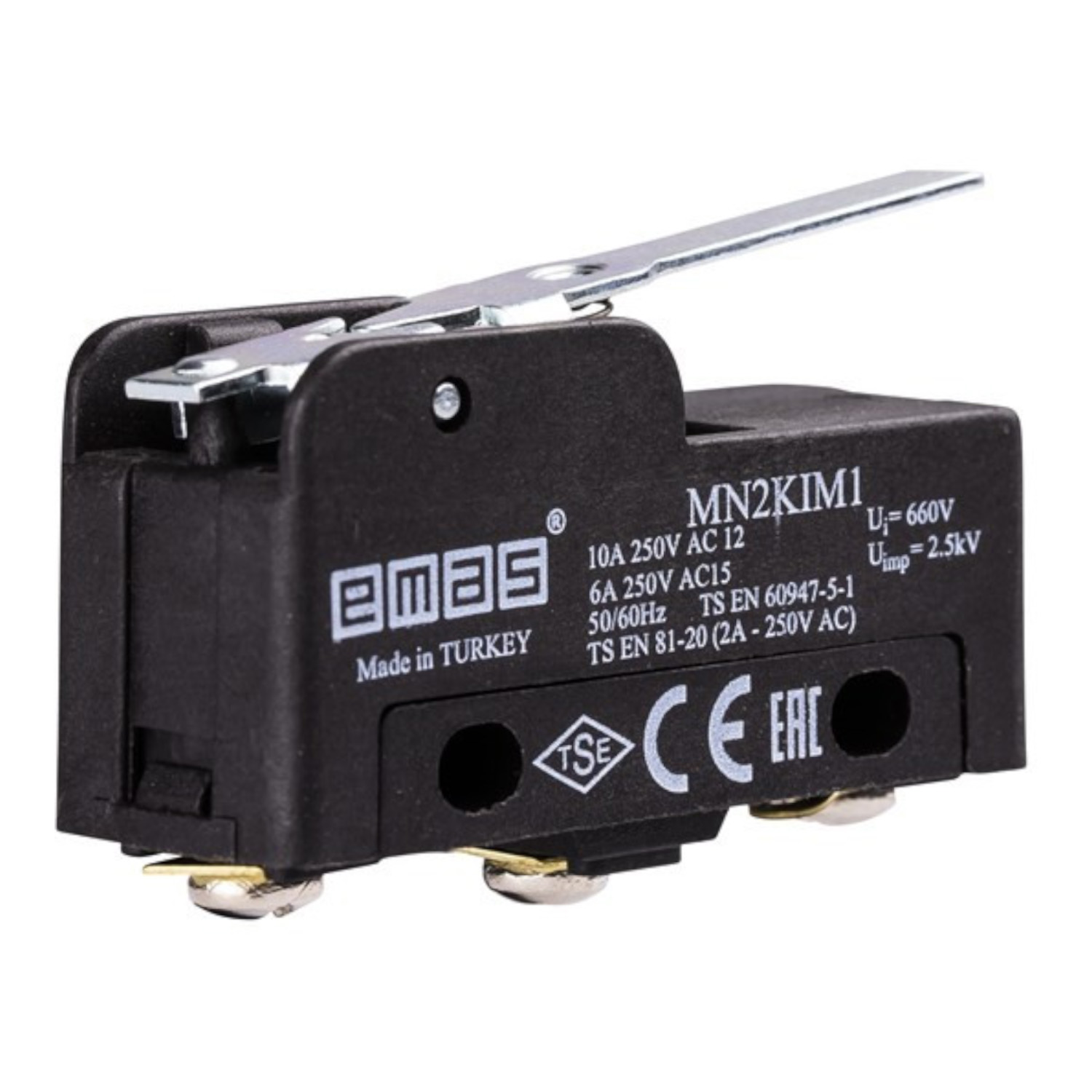 Мини-выключатель EMAS с коротким металлическим рычагом MN2 ( MN2KIM1 ) Мини-выключатель EMAS с коротким металлическим рычагом MN2 ( MN2KIM1 )