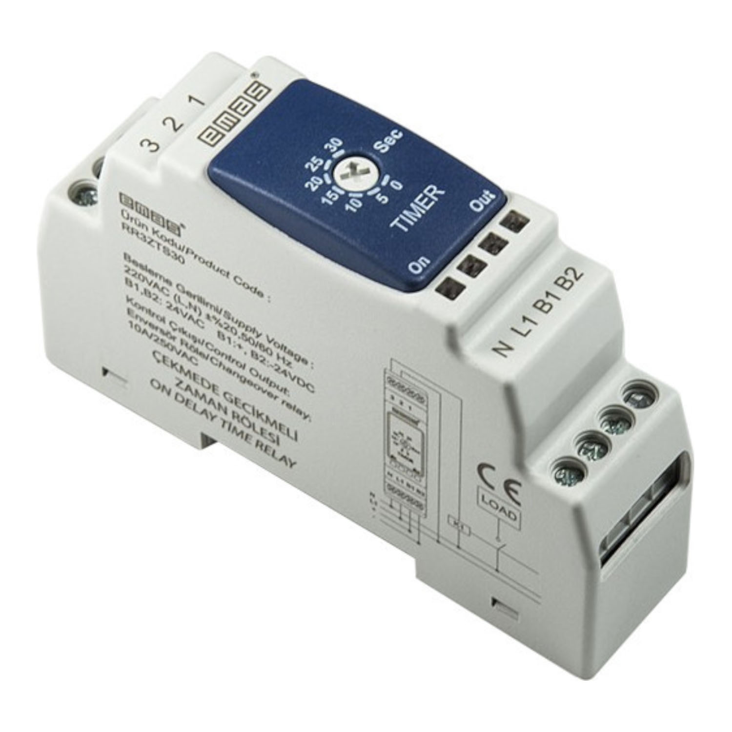 Реле часу 0,1 - 30 с 24V AC/DC - 220V AC EMAS ( RR3ZTS30 ) Реле часу 0,1 - 30 с 24V AC/DC - 220V AC EMAS ( RR3ZTS30 )