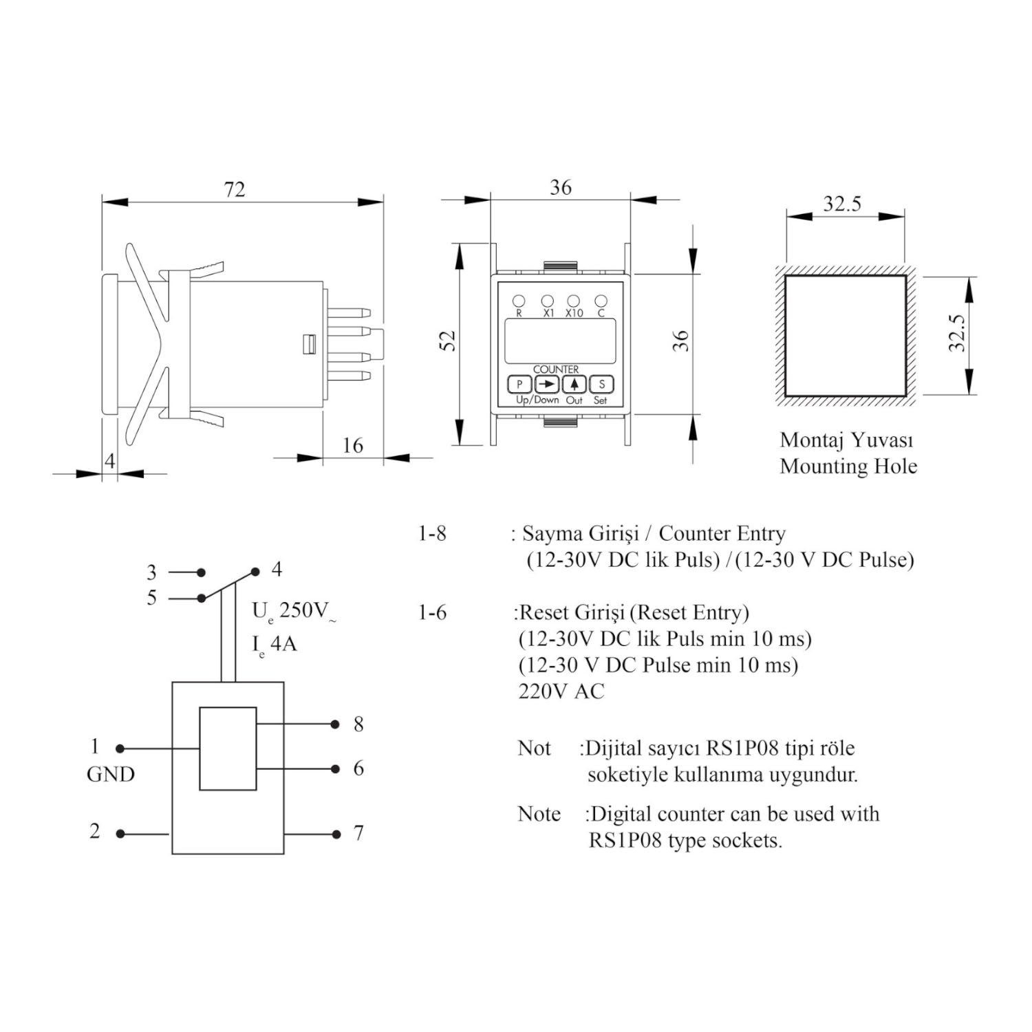Лічильник 220V AC CO X1 -(0-9.999) X2 -(10-99.990) EMAS ( RZ1D1C-5 ) Лічильник 220V AC CO X1 -(0-9.999) X2 -(10-99.990) EMAS ( RZ1D1C-5 )