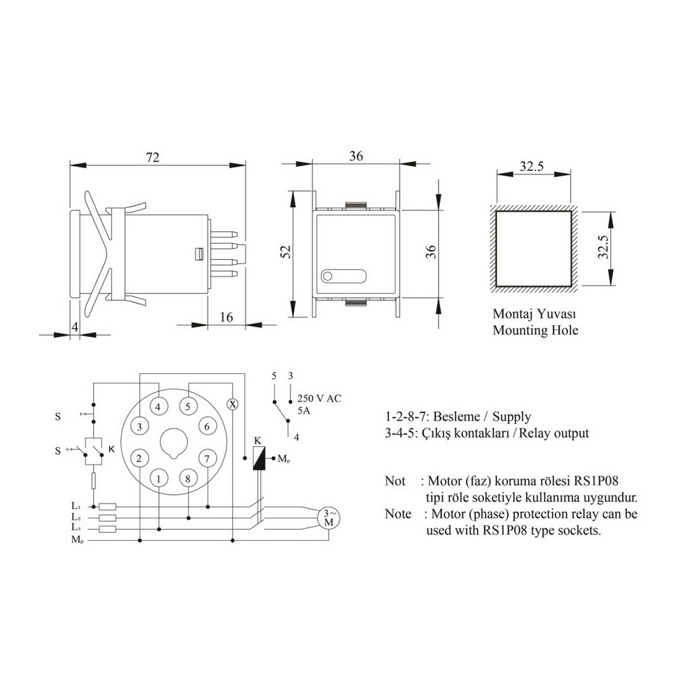 Реле контролю фаз 3×380В AC EMAS ( RAM1S )