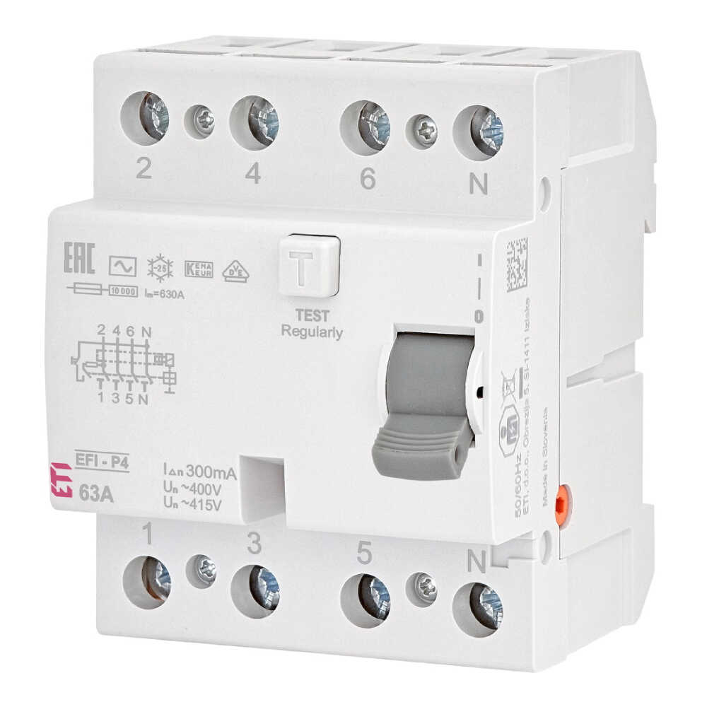 Дифреле ЕТІ EFI-4 4P 63А 300мА тип AC 10kA ( 2061633 )