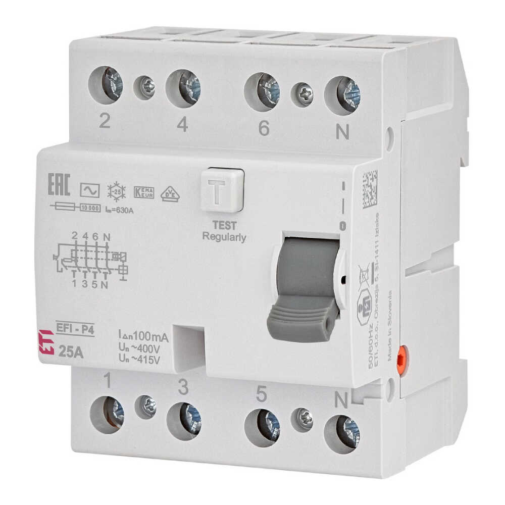 Дифреле ЕТІ EFI-P4 4P 25А 100мА тип AC 10kA ( 2061621 )