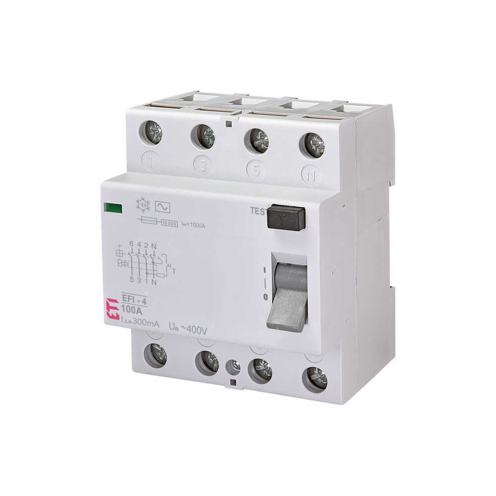 Дифреле ЕТІ EFI-4 4P 100А 300мА тип AC 10kA ( 2062155 )