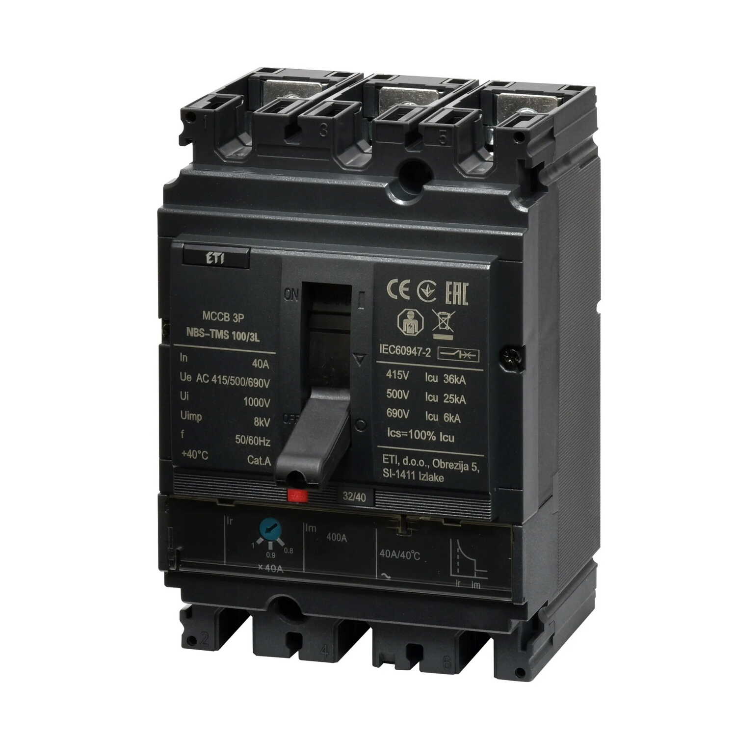 Автоматический выключатель ETI NBS-TMS 100/3L 40A 3P ( 4673003 ) Автоматический выключатель ETI NBS-TMS 100/3L 40A 3P ( 4673003 )