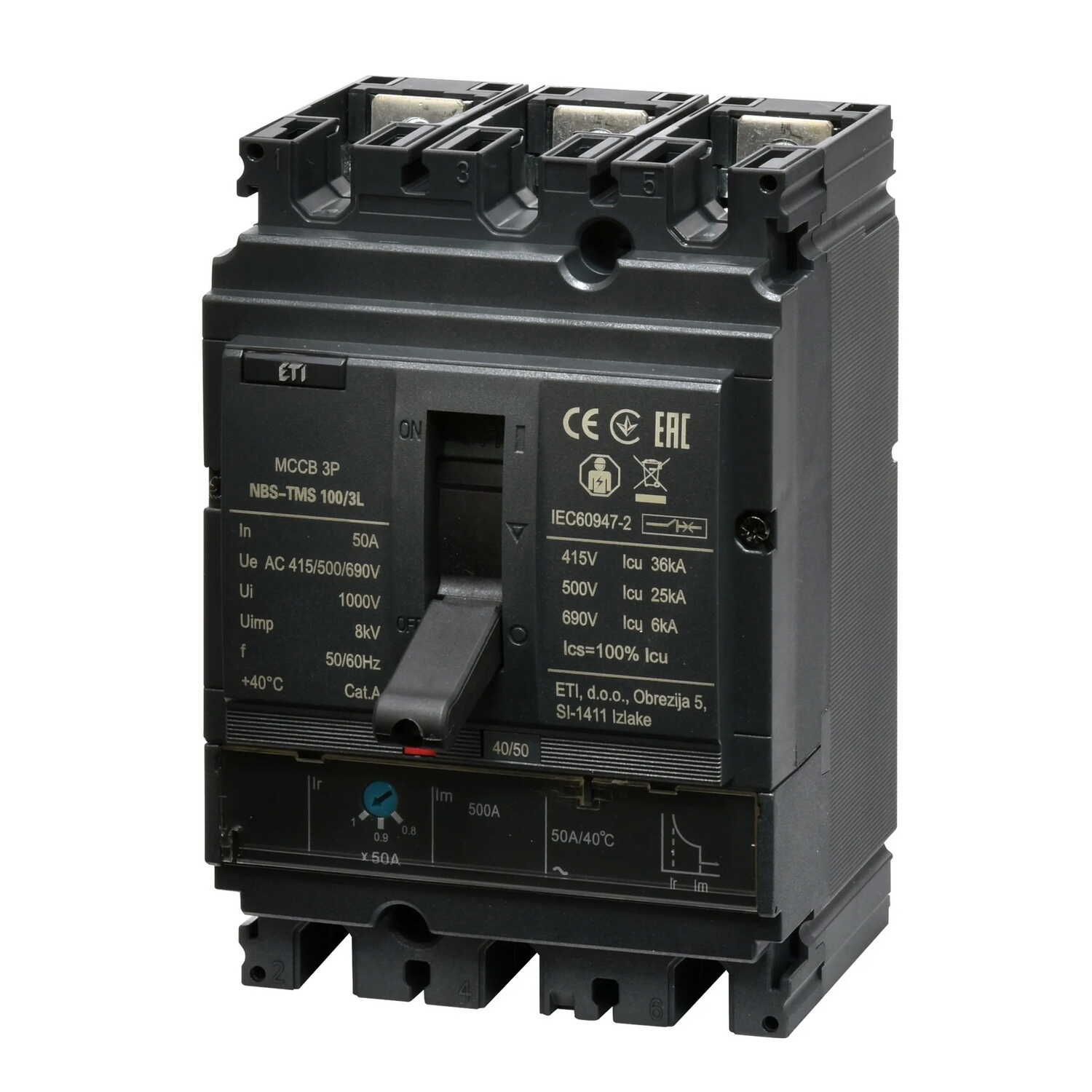 Автоматический выключатель ETI NBS-TMS 100/3L 50A 3P ( 4673004 ) Автоматический выключатель ETI NBS-TMS 100/3L 50A 3P ( 4673004 )