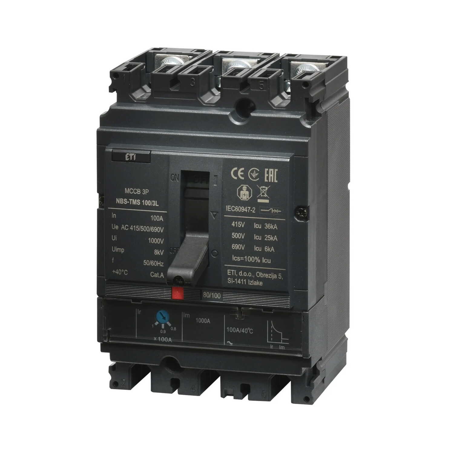 Автоматический выключатель ETI NBS-TMS 100/3L 100A 3P ( 4673007 ) Автоматический выключатель ETI NBS-TMS 100/3L 100A 3P ( 4673007 )