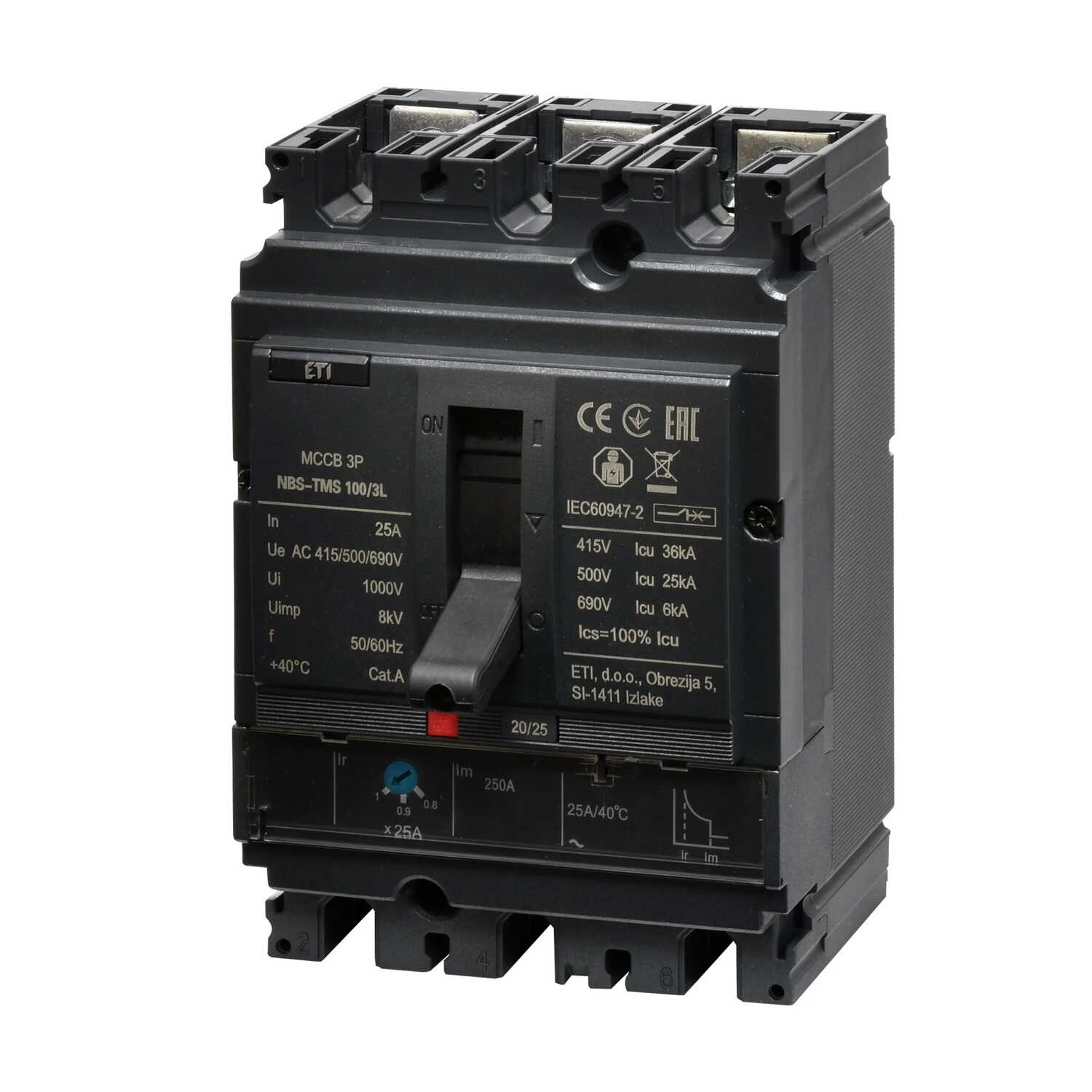 Автоматический выключатель ETI NBS-TMS 100/3L 25A 3P ( 4673010 ) Автоматический выключатель ETI NBS-TMS 100/3L 25A 3P ( 4673010 )