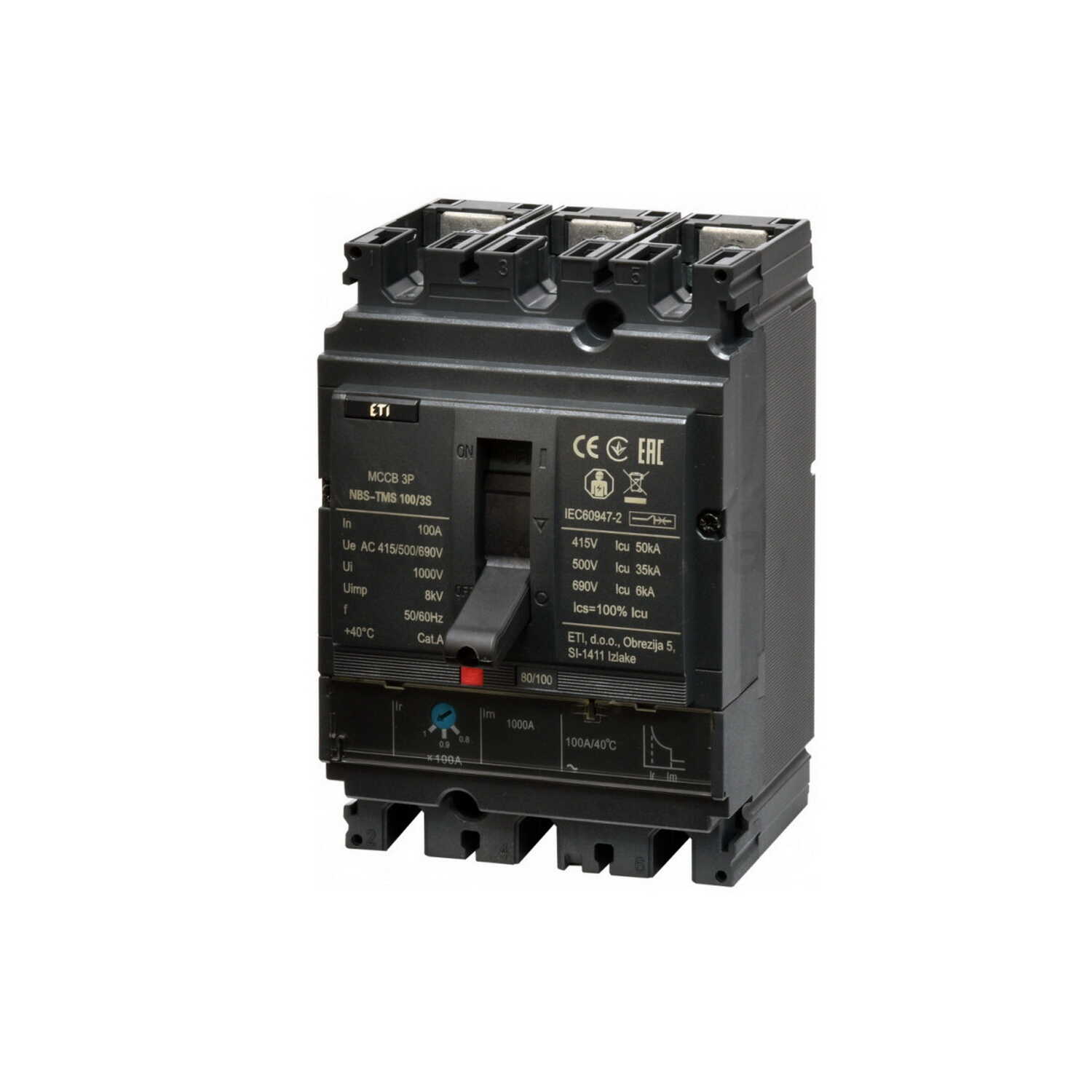 Автоматичний вимикач ETI NBS-TMS 100/3S 100A 3P ( 4673027 ) Автоматичний вимикач ETI NBS-TMS 100/3S 100A 3P ( 4673027 )