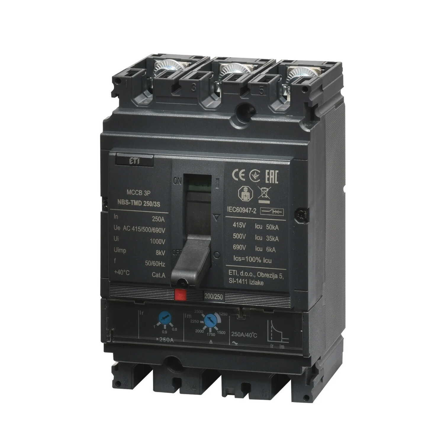 Автоматичний вимикач ETI NBS-TMD 250/3S 250A 3P ( 4673076 ) Автоматичний вимикач ETI NBS-TMD 250/3S 250A 3P ( 4673076 )