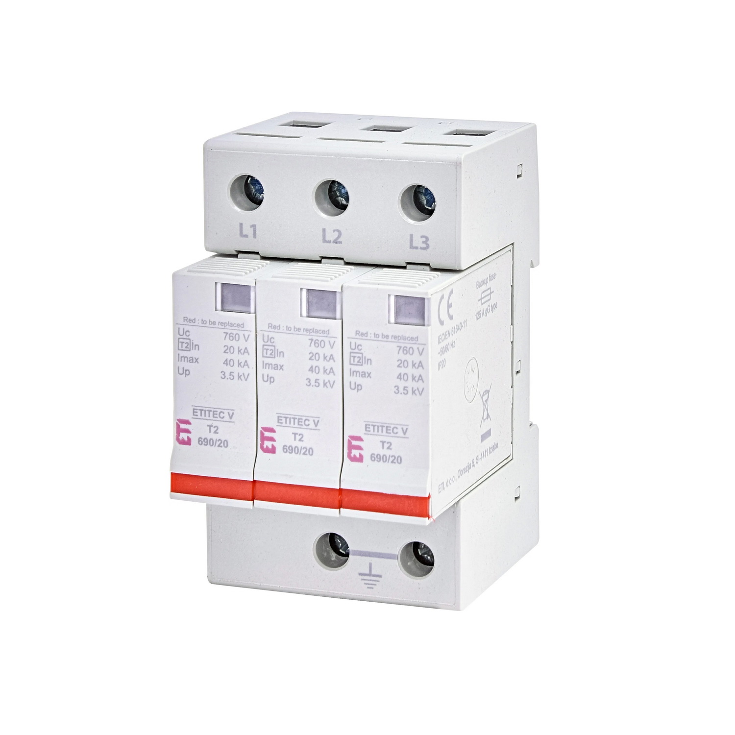 Обмежувач перенапруги 690/20 3+0 RC V T2 ETITEC C ЕТІ ( 2442988 )