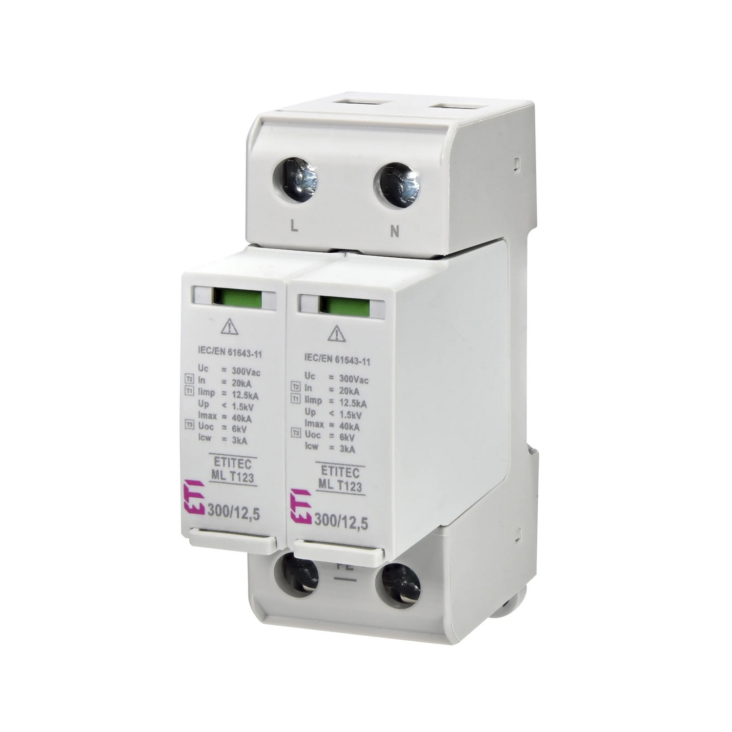 Обмежувач перенапруги T123 300/12.5 (2+0, 2p, TNC-S) ETITEC ML ЕТІ ( 2440663 )​