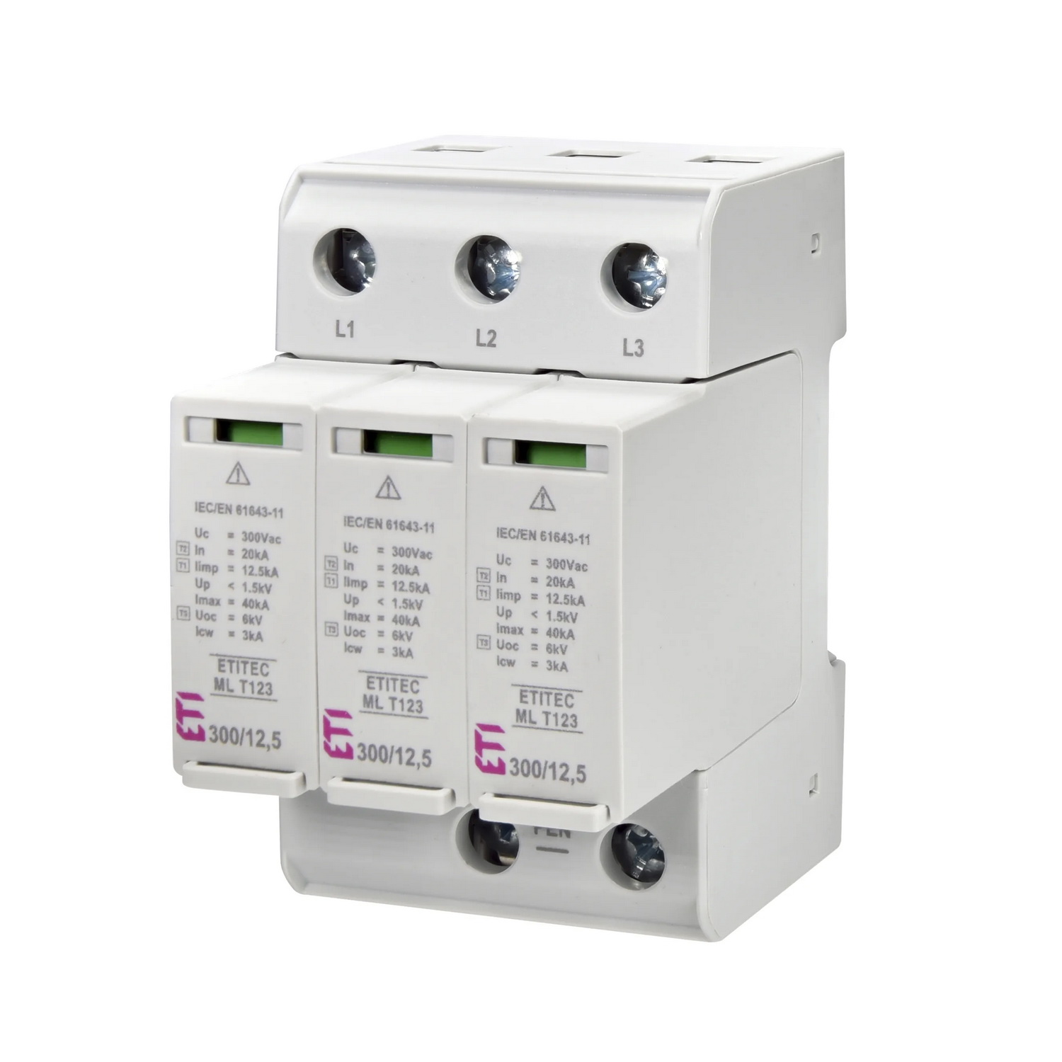 Обмежувач перенапруги T123 300/12.5 (3+0, 3p, TNC-S) ETITEC ML ЕТІ ( 2440665 )​