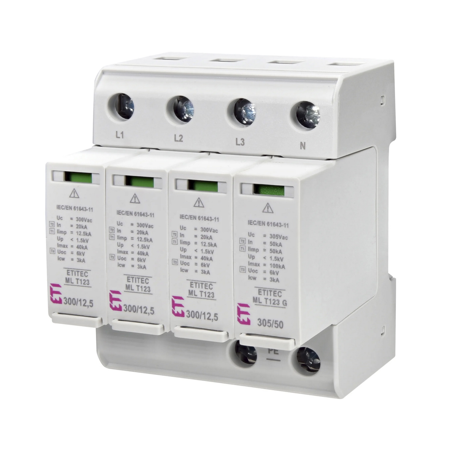 Обмежувач перенапруги T123 300/12.5 (3+1, 4p, TT) ETITEC ML ЕТІ ( 2440671 )​