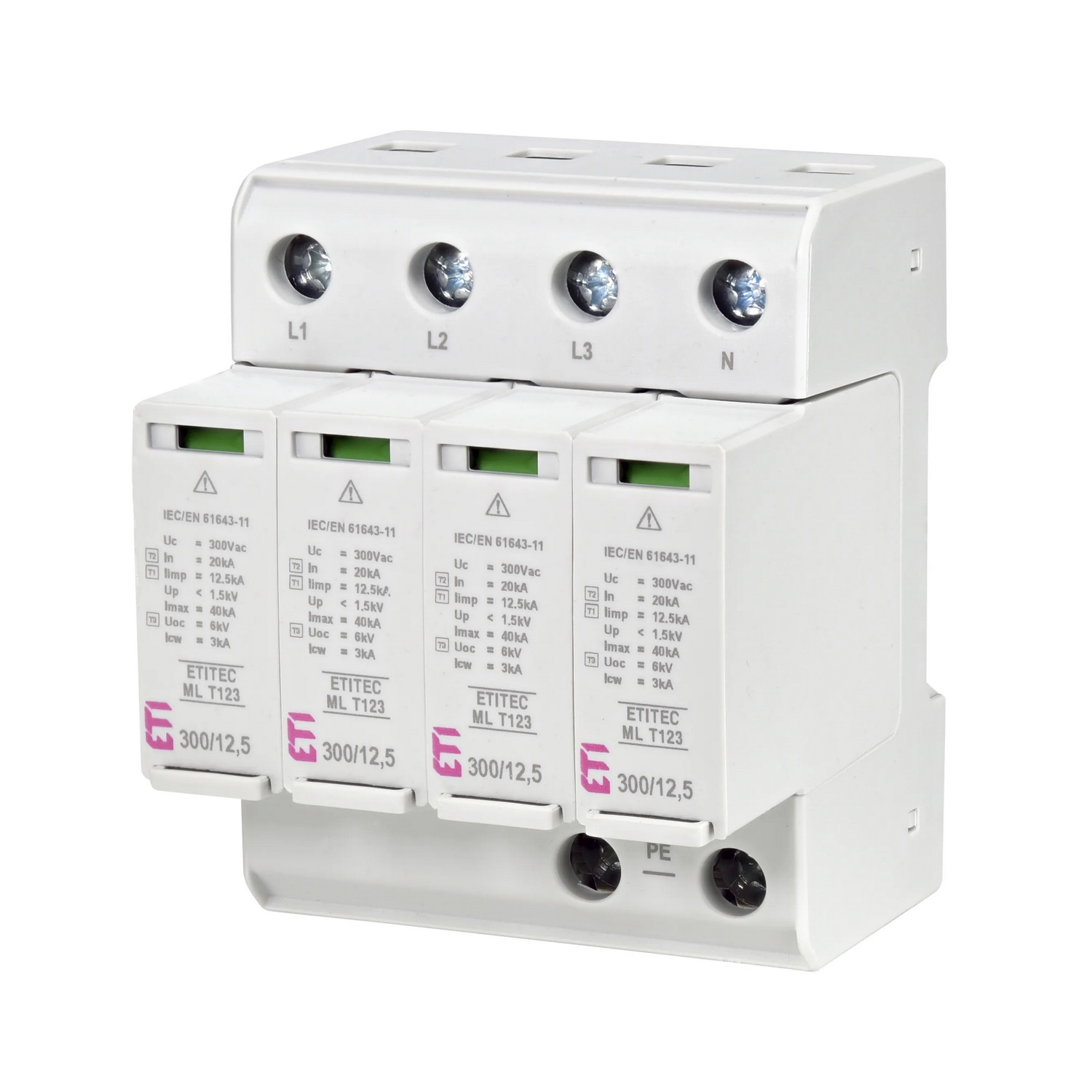 Обмежувач перенапруги T123 300/12.5 (4+0, 4p, TNC-S) ETITEC ML ЕТІ  ( 2440667 )​