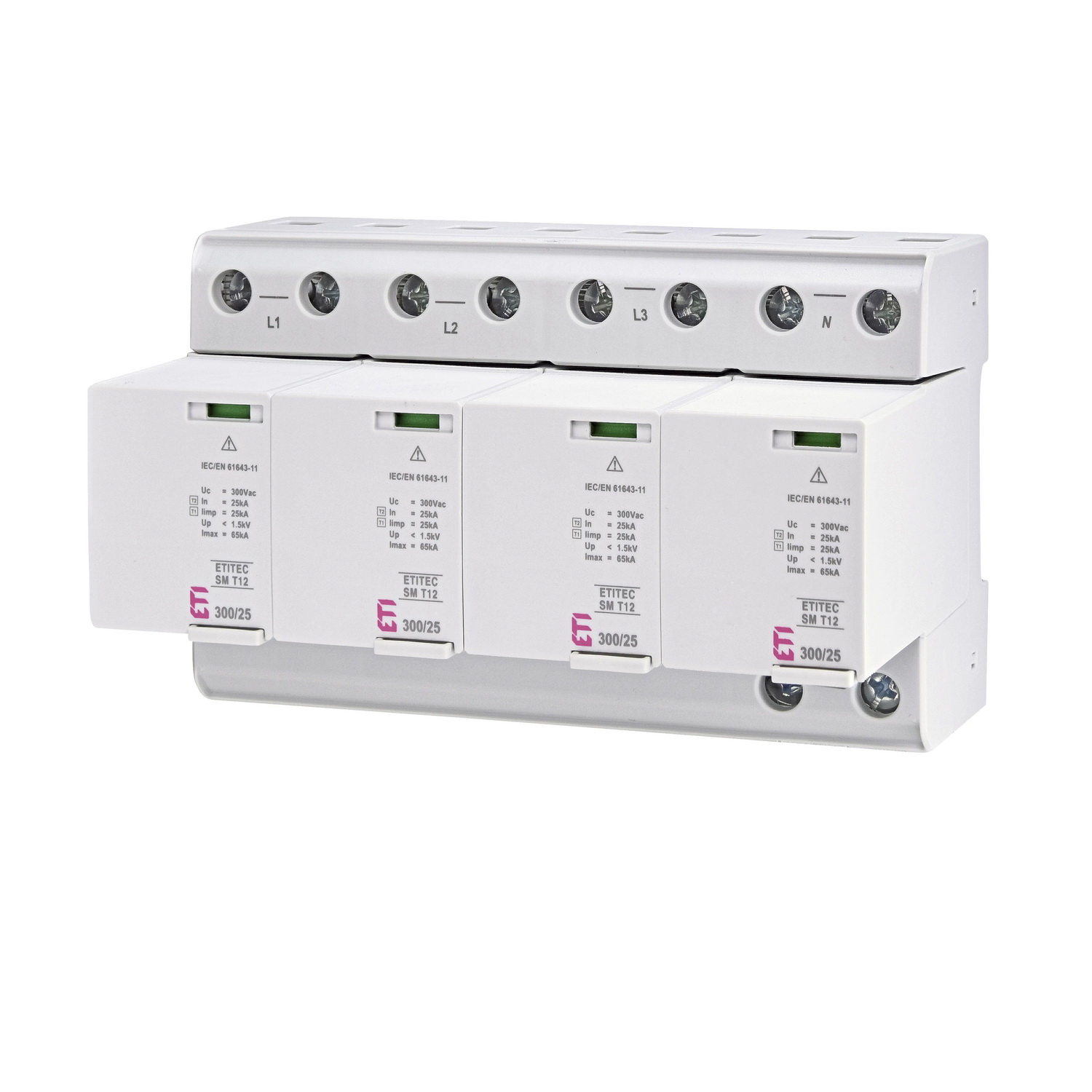 Обмежувач перенапруги T12 300/25 8р  (4+0) TNC-S  ETITEC SM ЕТІ ( 2440572 )​​