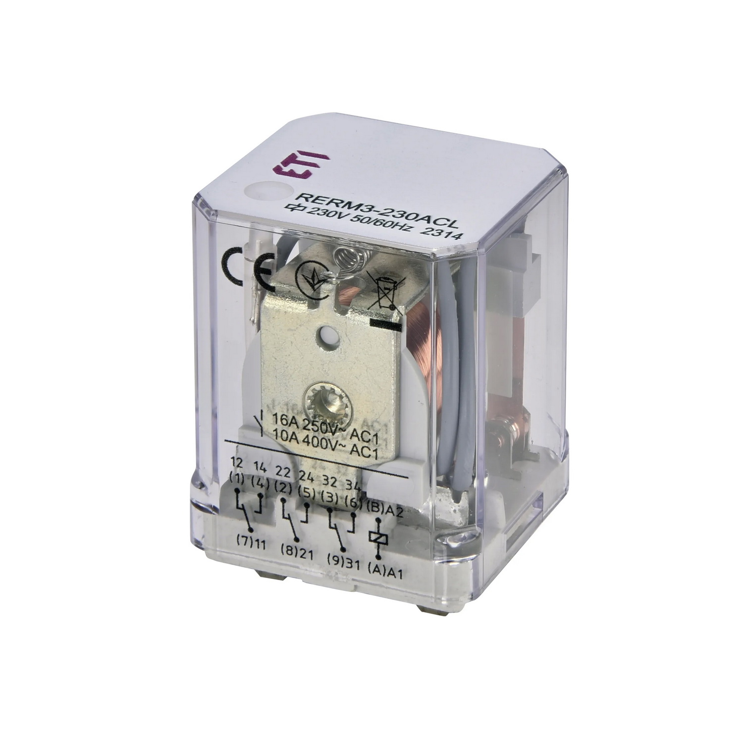 Реле електромеханічне RERM3-230ACL 3p LED 16A AC1 250V AC ЕТІ ( 2473061 )