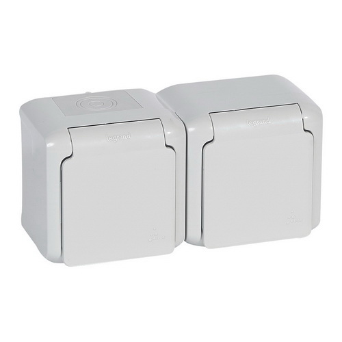 Розетка Forix біла 2-на з заземленням з шторками IP44 ( 782374 )