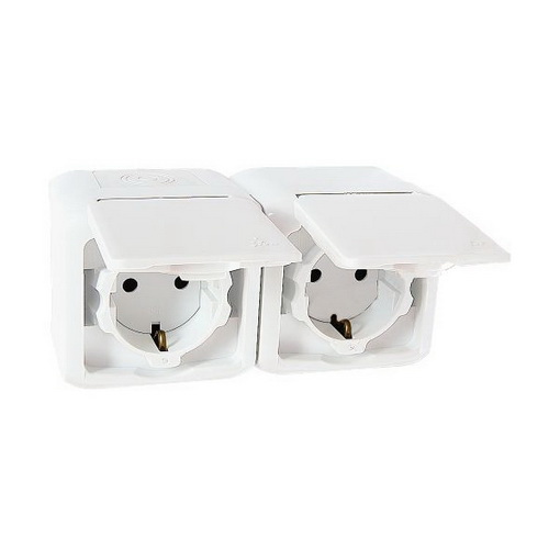 Розетка Forix біла 2-на з заземленням з шторками IP44 ( 782374 )