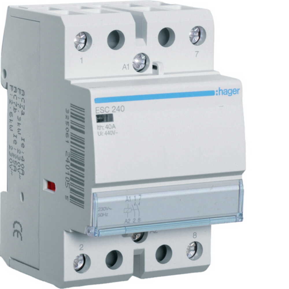 Контактор модульний Hager 2p 40A 2NO 230B AC ( ESC240 )