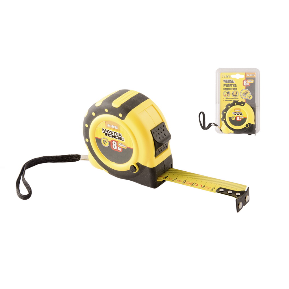 Рулетка MASTER TOOL "MAGNETIC" нейлонове покриття 8м*25мм ( 64-8025 ) Рулетка MASTER TOOL "MAGNETIC" нейлонове покриття 8м*25мм ( 64-8025 )
