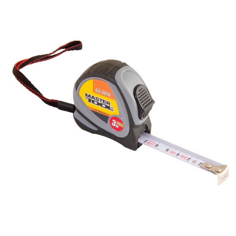 Рулетка MASTER TOOL вимірювальна 3м*16мм з фіксатором полотна ( 63-3016 ) Рулетка MASTER TOOL вимірювальна 3м*16мм з фіксатором полотна ( 63-3016 )