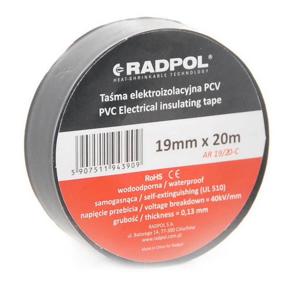 Изолента Radpol 0,13мм х 19мм / 20м черная ( AR 19/20-С )