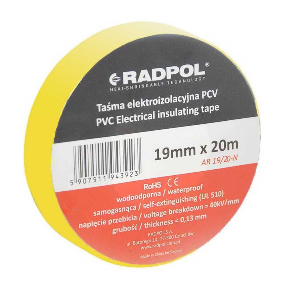 Изолента Radpol 0,13мм х 19мм / 20м желтая ( AR 19/20-Z )