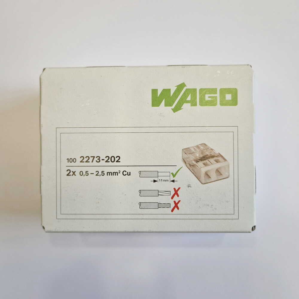 Клема швидкого монтажу WAGO 2273-202 ( 2 x 2,5 мм² ) Клема швидкого монтажу WAGO 2273-202 ( 2 x 2,5 мм² )