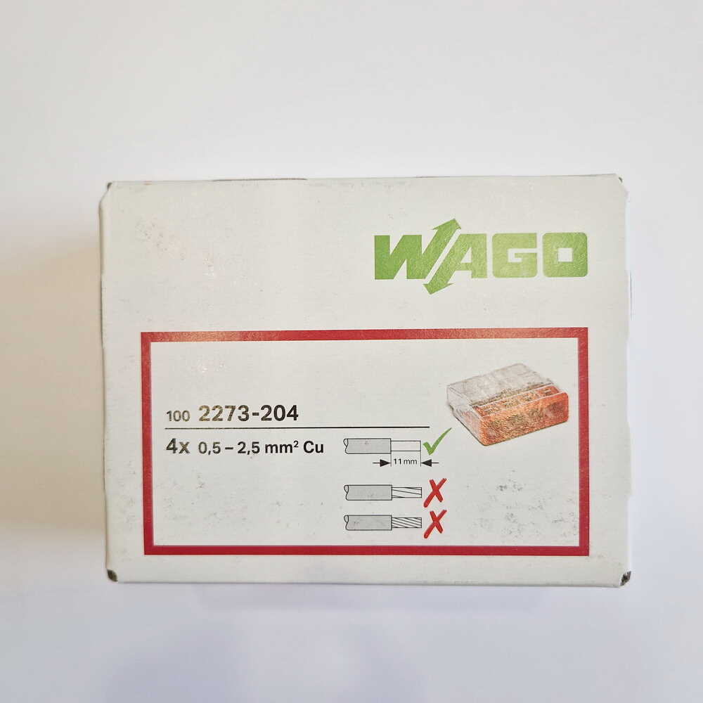 Клема швидкого монтажу WAGO 2273-204 ( 4 x 2,5 мм² ) Клема швидкого монтажу WAGO 2273-204 ( 4 x 2,5 мм² )