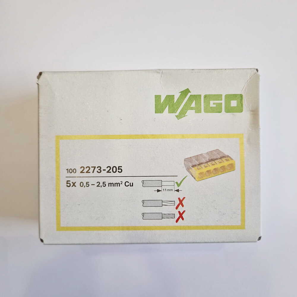 Клема швидкого монтажу WAGO 2273-205 ( 5 x 2,5 мм² ) Клема швидкого монтажу WAGO 2273-205 ( 5 x 2,5 мм² )