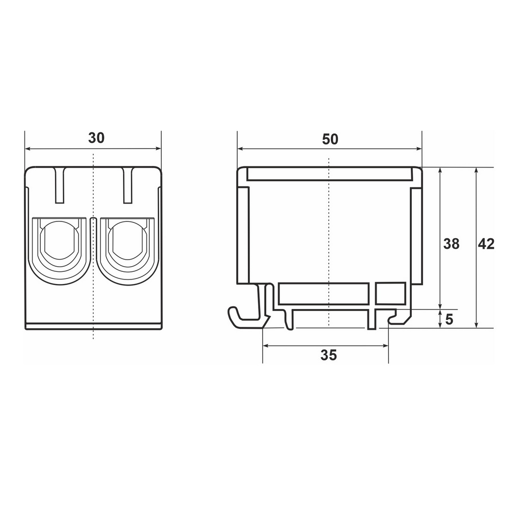 Клемник на DIN-рейку Al 6-50/Cu 4 2.5-50 мм² сірий Промфактор ( FT1050F2 )