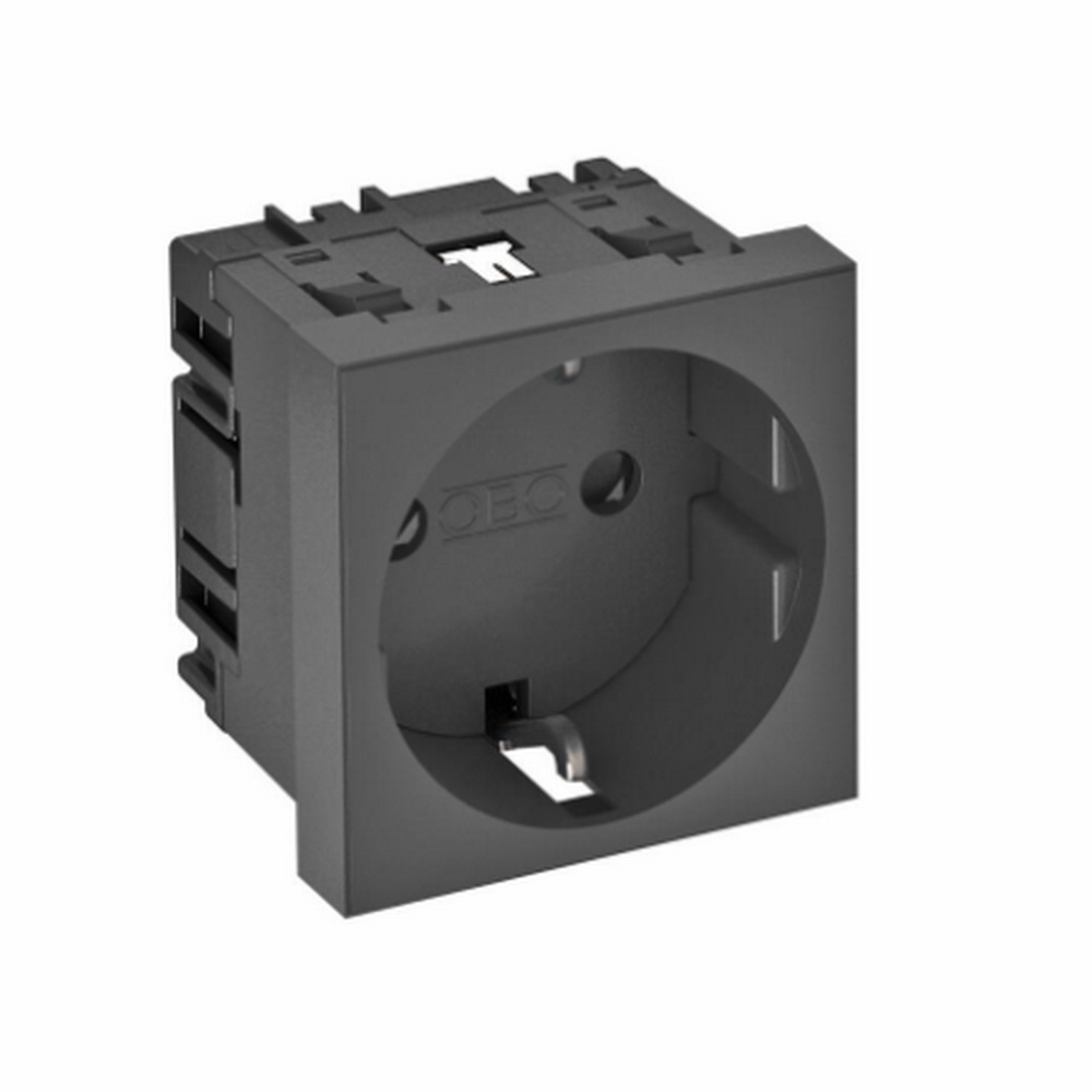 Розетка modul 45 250V 16А з заземленням з шторками чорно-сіра OBO ( 6120016 ) Розетка modul 45 250V 16А з заземленням з шторками чорно-сіра OBO ( 6120016 )